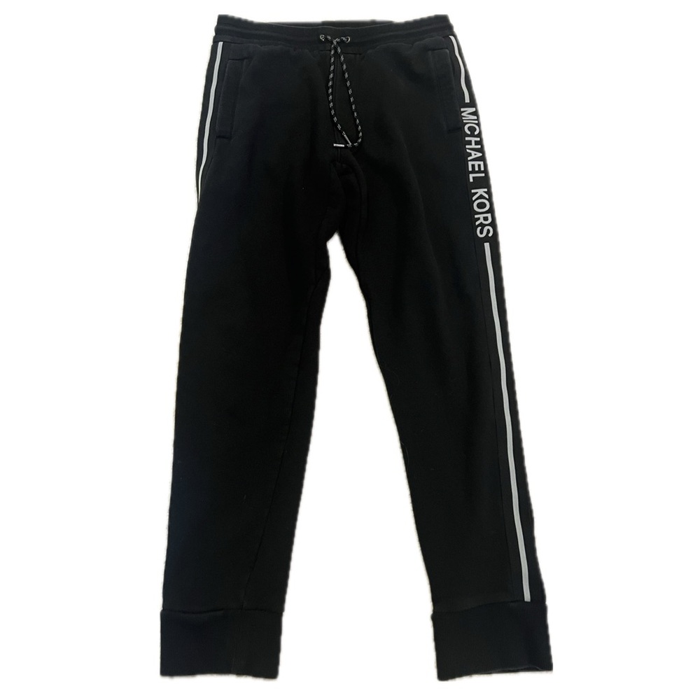 Michael Kors Women’s Black Joggers with White Accents Size Medium